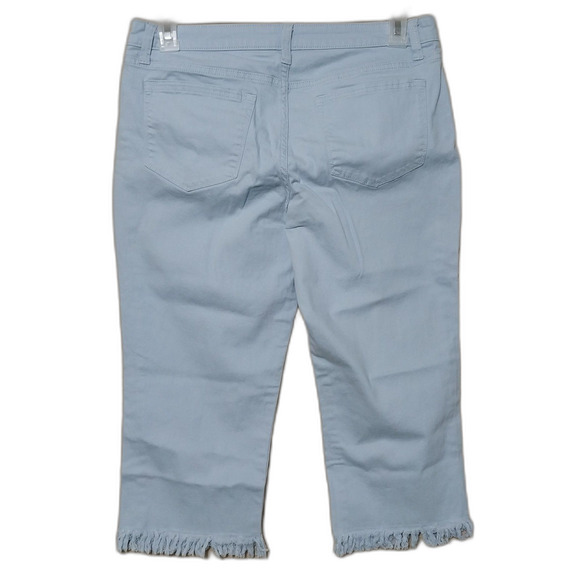 Riders by Lee capris Womens 12 sky blue denim cut off raw fringe hem distressed - Picture 2 of 6